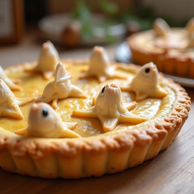 Cornish Stargazy Pie with fish heads peeking